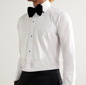 Canali Men's Crisp White Pleated Bib Tuxedo Dress Shirt